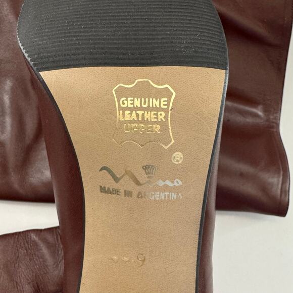 Vintage Women’s Brown Leather Heeled Boots Argentina Size 9  Unbranded - Picture 7 of 11